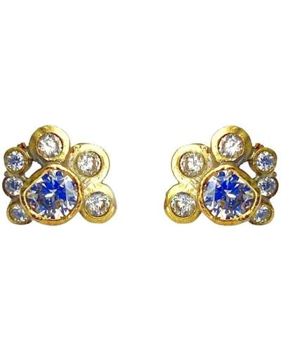 Lily Flo Jewellery Jazzy Vibes Diamond Stud Earrings - Blue
