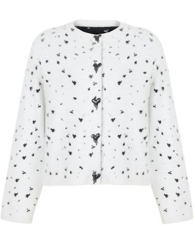 Nocturne Printed Knit Cardigan - White