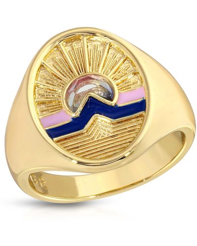 Glamrocks Jewelry Tequila Sunrise Signet Ring - Multicolor