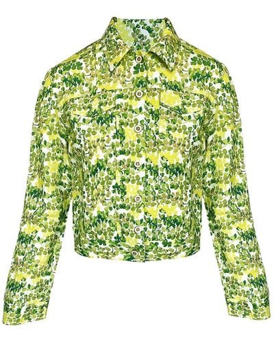 Haris Cotton Printed Flap Pocket Linen Jacket - Green