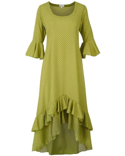 At Last Victoria Midi Dress In With Hot Pink Spot - Green