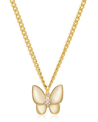 Nialaya Necklace With Statement Butterfly Pendant - Metallic