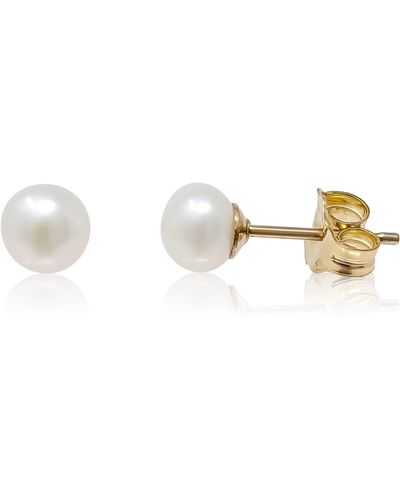 Kiri & Belle Mini Mae Filled Button Pearl Earrings - Metallic