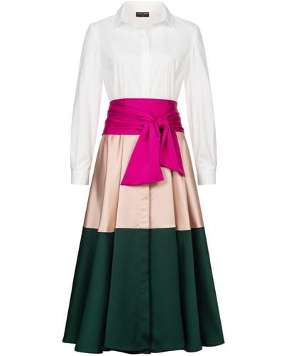 Marianna Déri Taupe-green Colorblock Shirtdress - Pink