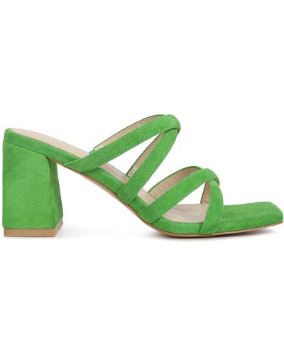 Rag & Co Valentina Strappy Casual Block Heel Sandals In - Green