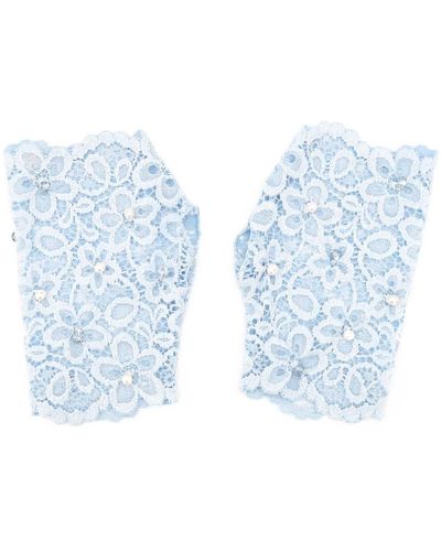 ADIBA Baby Fingerless Handmade Lace Gloves - Blue
