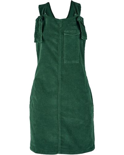 Flax and Loom Winter Babycord peggy Pocket Dungaree Dress - Green