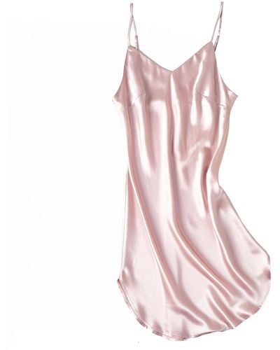 Soft Strokes Silk River Nymph Pure Silk Slip Dress - Pink