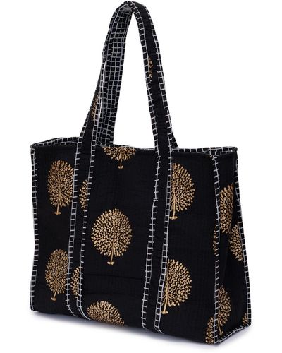 At Last Cotton Tote Bag In Midnight - Black