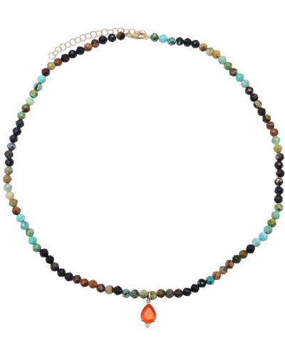 Soul Journey Jewelry Turquoise And Orange Opal Necklace - Metallic