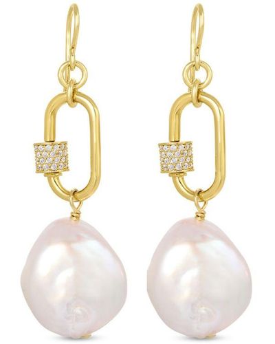 NAiiA Cara Gold Pearl Earrings - White