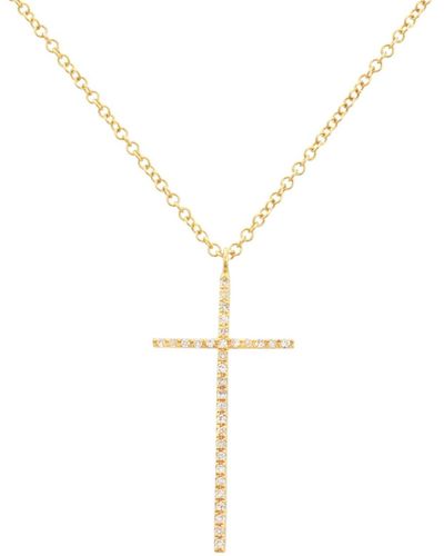 KAMARIA Large Diamond Cross Necklace In 14k - Metallic