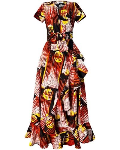 RAHYMA Baily African Print Wrap Dress - White