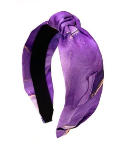 Gosia Orlowska 'starry' Satin Silk Knot Headband - Purple