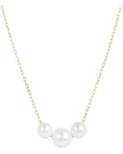 Amadeus Laura Chain Necklace With Three Pearls - Metallic