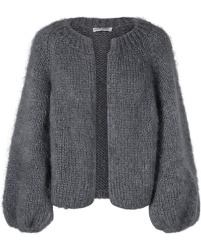 tirillm "soy" H& Knitted Chunky Mohair Cardigan - Gray