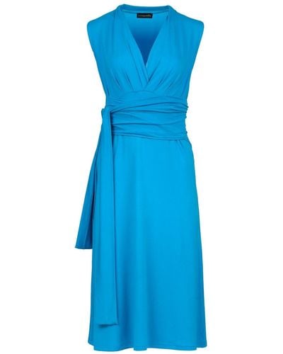 Conquista Turquoise Jersey Empire Line Dress - Blue