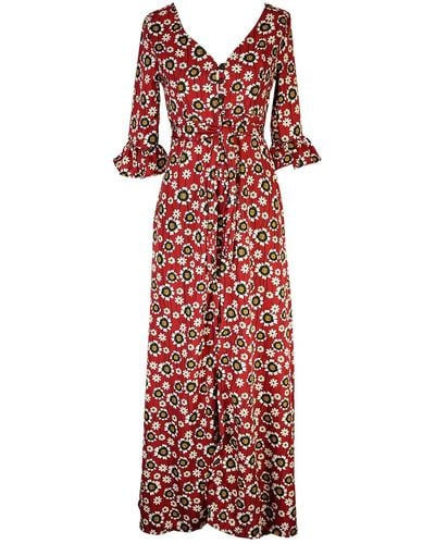 Jennafer Grace Sunflower Dressing Gown In Rouge - Red