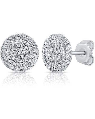 770 Fine Jewelry Domed Pave Diamond Stud - Metallic