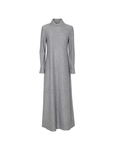 Julia Allert Textured Knit Floor-length Long Sleeve Dress - Grey