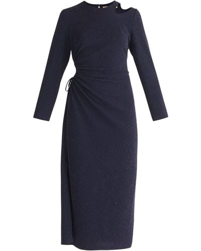Paisie Sparkly Cut Out Dress In Navy - Blue