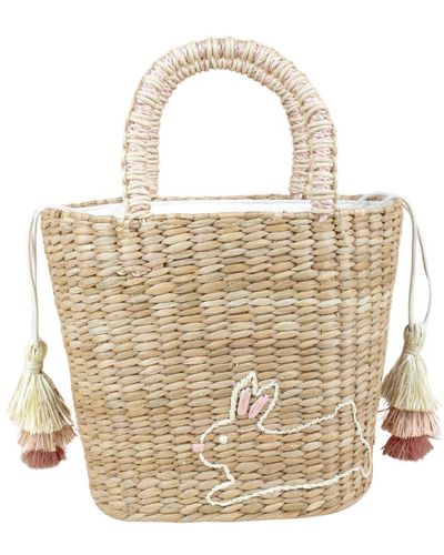 LIKHÂ Mini Tote Bag With Embroidered Bunny - Natural