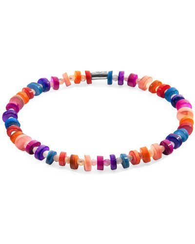 Anchor and Crew Multicoloured Alice Silver & Freshwater Shell Skinny Bracelet