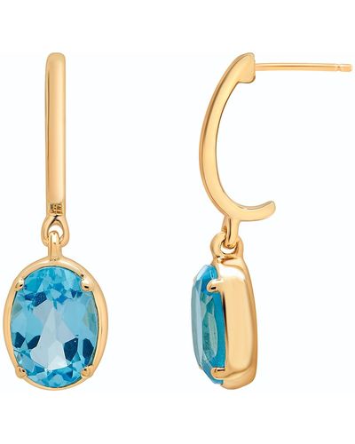 Miki & Jane Topaz Oval Dangle Earrings - Blue