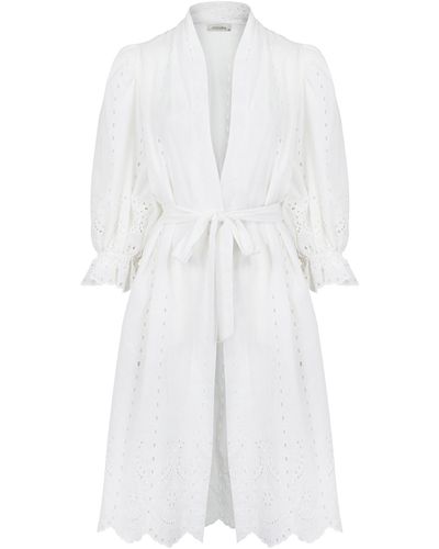 Nocturne Lightweight Eyelet Kimono Cover Up - White