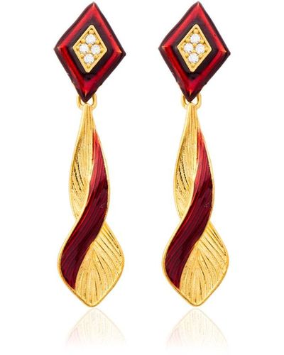 Milou Jewelry & Gold Infinity Drop Earrings With Zircon - Orange