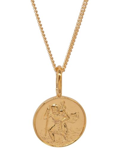 Katie Mullally St Christopher & Chain In Yellow Plate - Metallic
