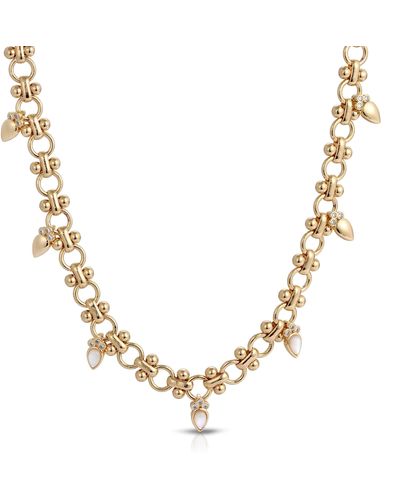 Leeada Jewelry Athena Necklace Pearl - Metallic