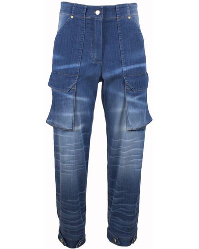 Lalipop Design Straight-leg Cargo Jeans - Blue