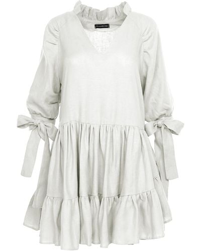 Framboise Emuna Mini Linen Dress - White