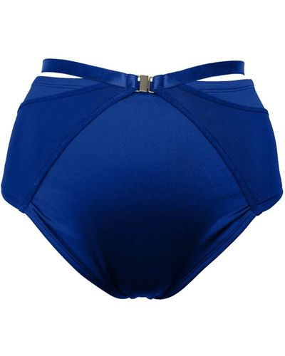 Lunalae Loretta Mesh Cut Out High Waist Shorts Recycled Navy - Blue