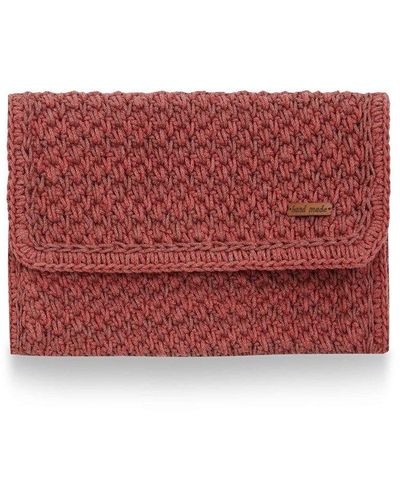 Peraluna Hira Bag Handmade Knitwear Clutch / Pale Brick Color - Red