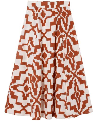 Thinking Mu Orange Illusion Tora Skirt - White