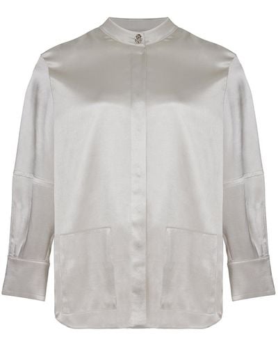Nocturne Mandarin Collar Shirt - Grey