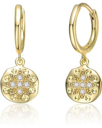 Genevive Jewelry Rachel Glauber Yellow Gold Plated Round Dangle Earrings With Star Design - Metallic