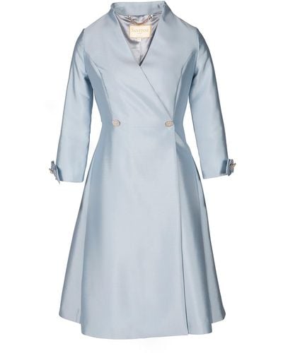 Santinni 'astor' 100% Wool & Silk Dress Coat In Blu - Blue