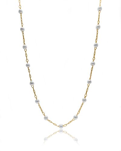VIEA Layla Space Out Round Bead Chain Faux Pearl Necklace - Metallic
