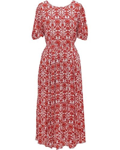 Smart and Joy Light Dress With Graphic Print - Red