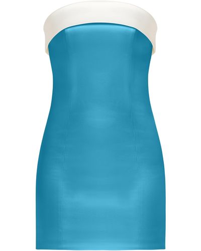 Tia Dorraine Romantic Allure Satin Mini Dress - Blue