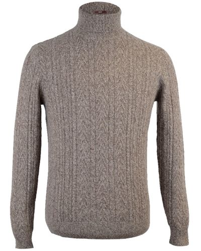 DAVID WEJ Cable Knit Roll Neck Jumper - Grey