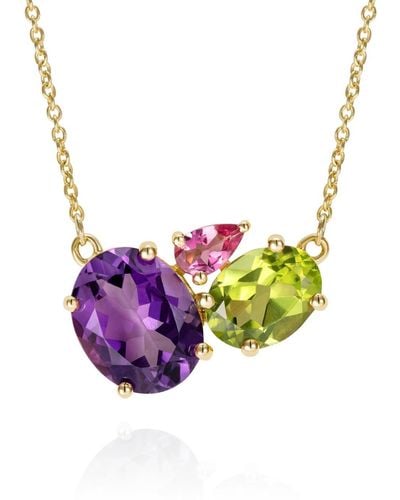 Augustine Jewels Purple Amethyst Gold Cluster Necklace - Metallic