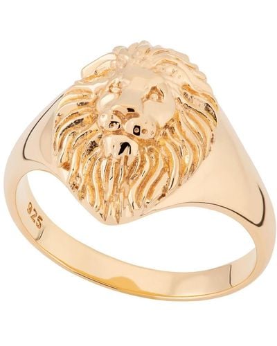 Scream Pretty Lion Head Signet Ring - Metallic