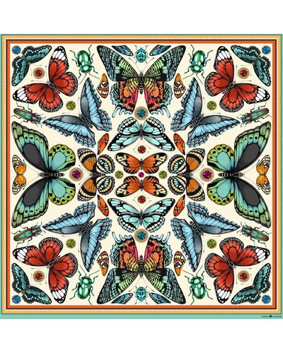 Emily Carter The Tropical Butterfly Silk Scarf - Green