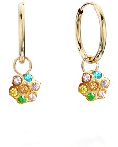 Lily Flo Jewellery Sundance Gemstone Hoop Earrings - Metallic