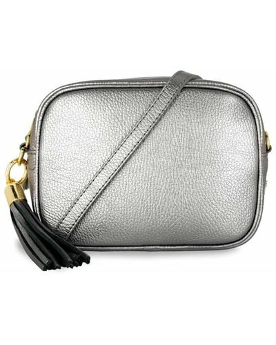 Apatchy London The Tassel Pewter Leather Crossbody Bag - Grey