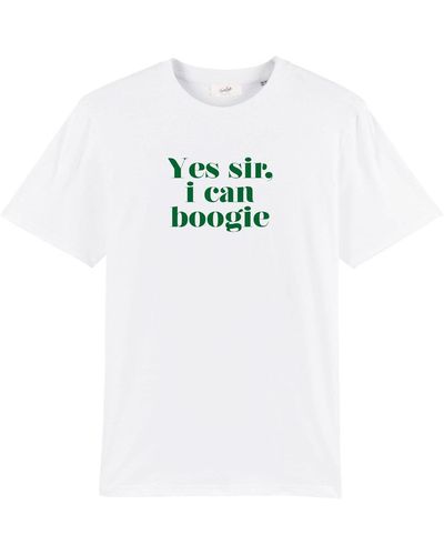 Fanclub Yes Sir I Can Boogie Oversized Retro Slogan T-shirt - White